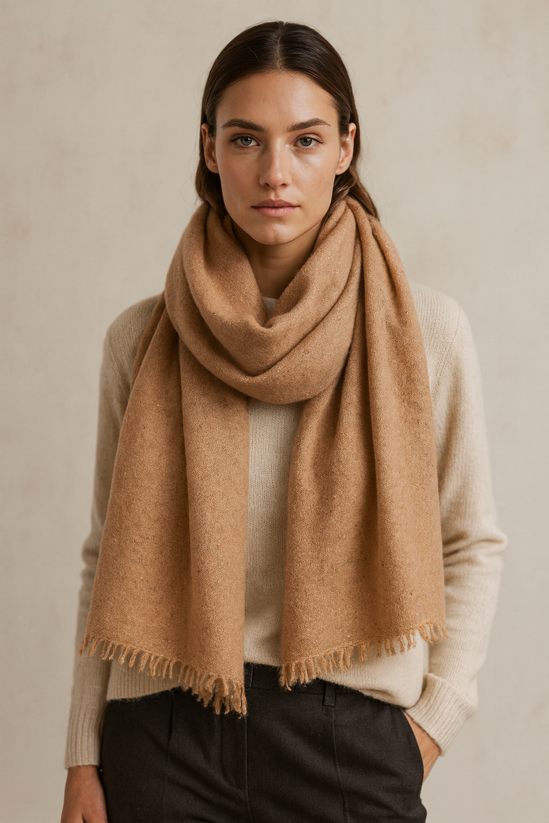 Kaschmir Schal „Lurex“ Camel