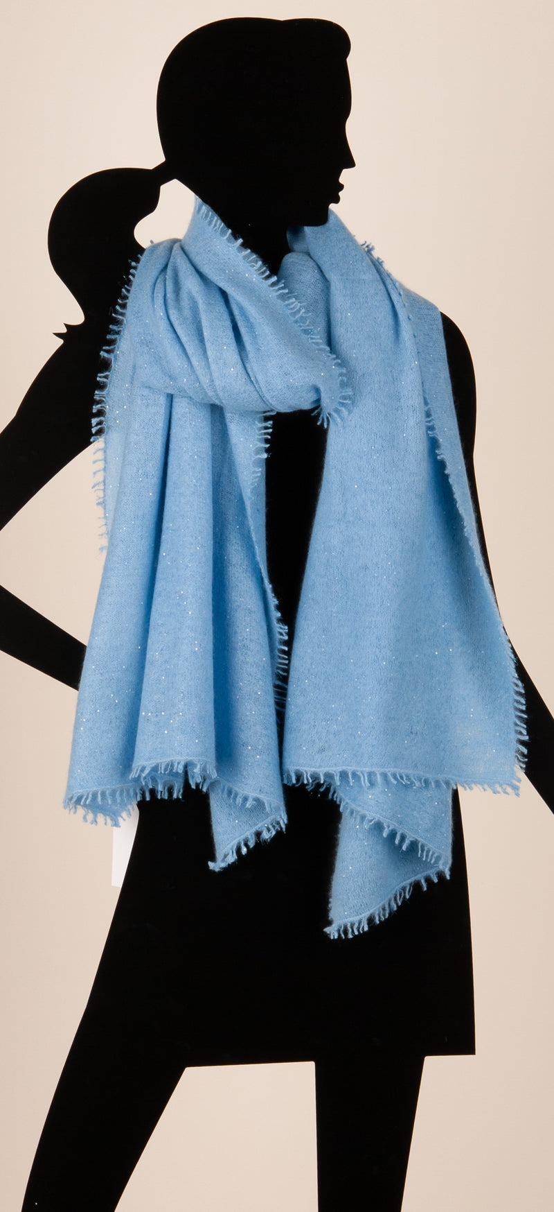 Kaschmir Schal „Lurex“ Hellblau