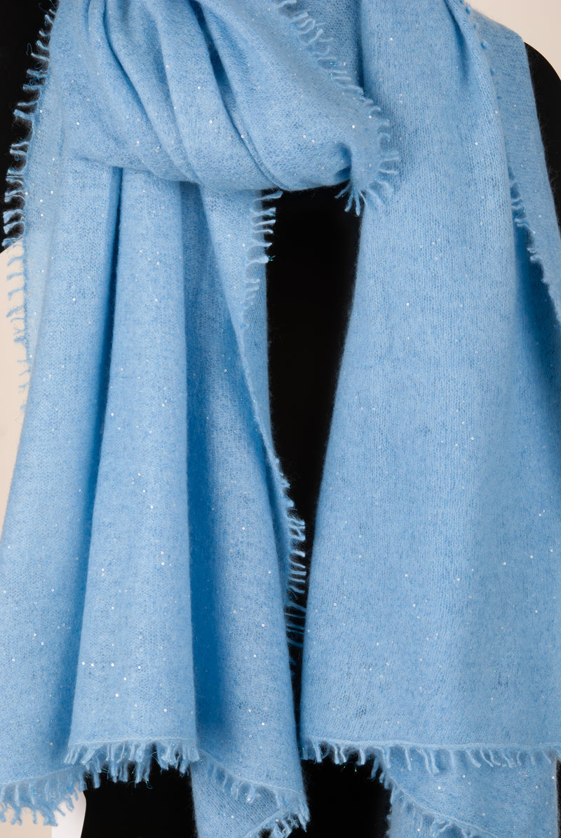 Kaschmir Schal „Lurex“ Hellblau