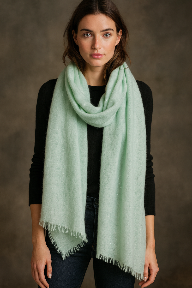 Kaschmir Schal „Lurex“ Mint