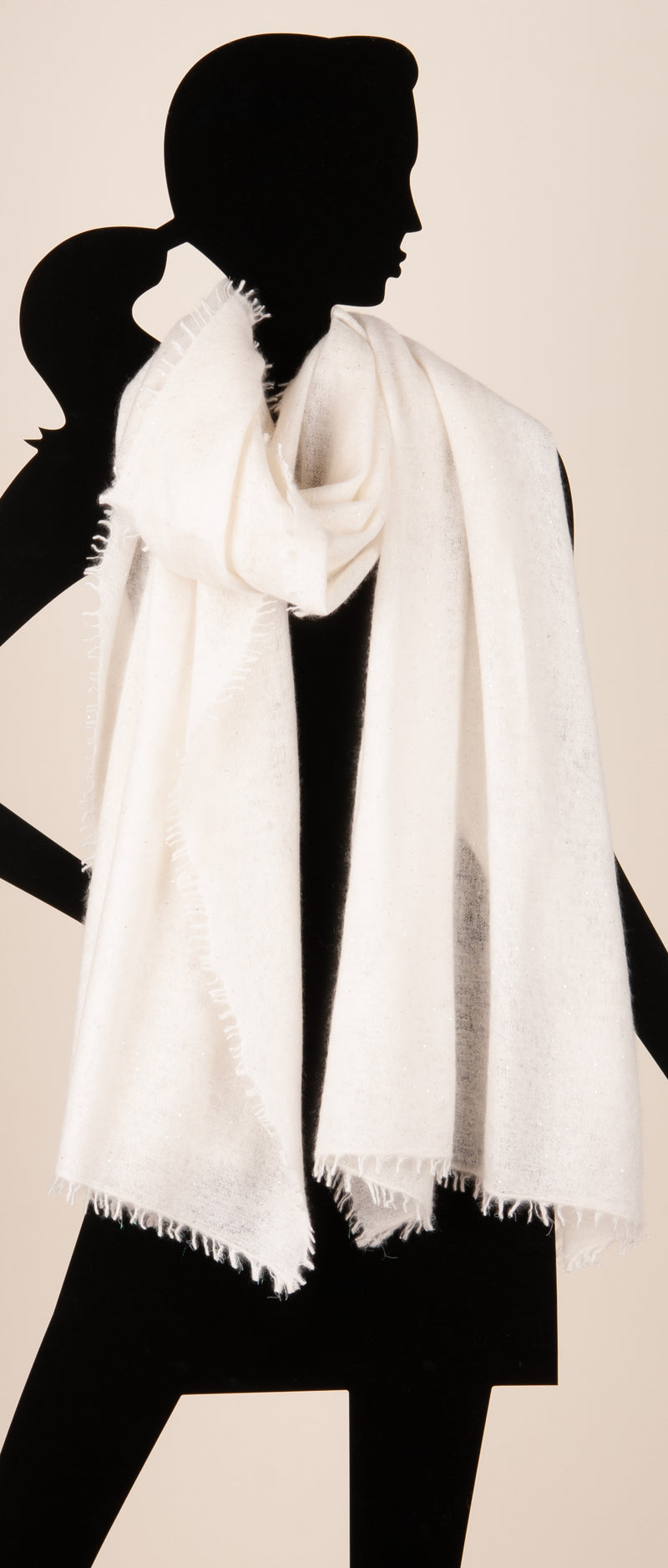 Kaschmir Schal „Lurex“ Offwhite