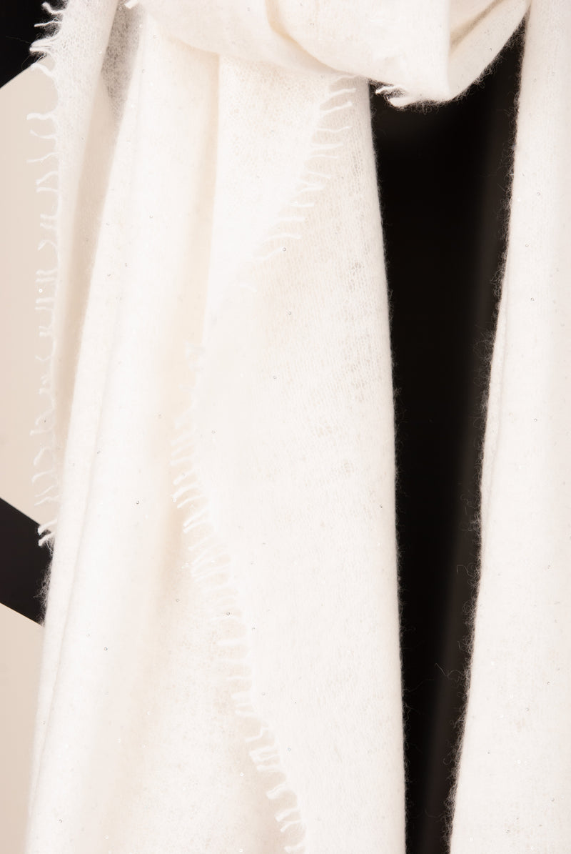 Kaschmir Schal „Lurex“ Offwhite