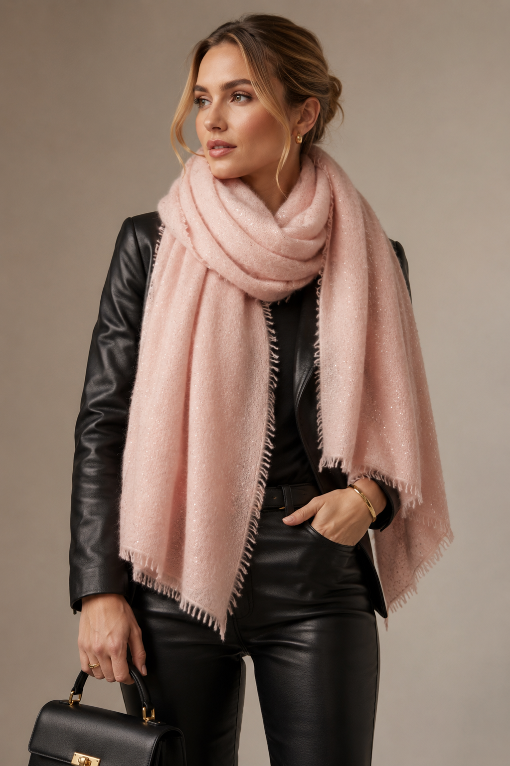 Luxuriöser Schal „Pailletten“ Rosa