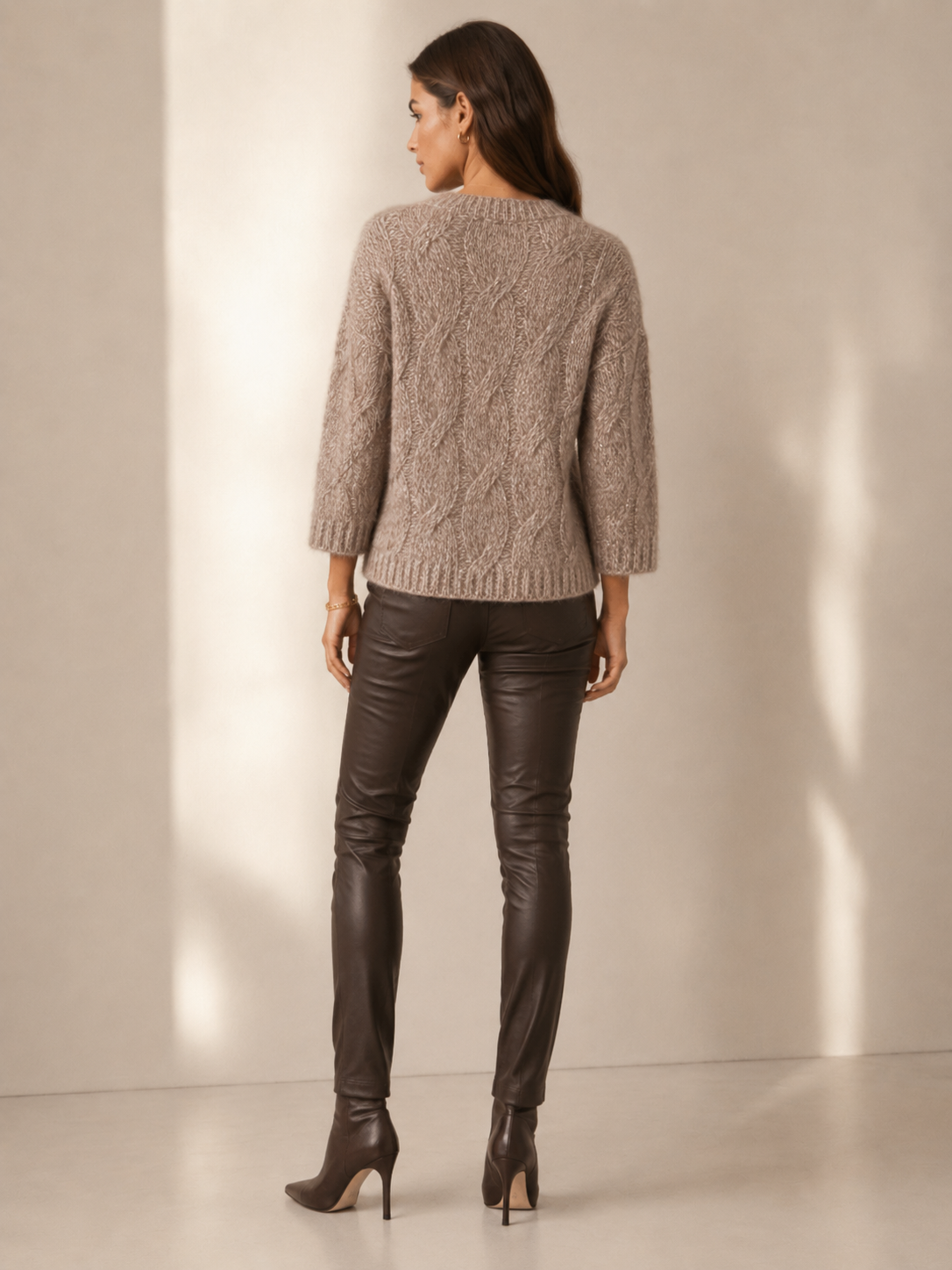 Pailletten-Strickjacke „Glamour“ Melange Taupe