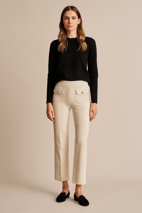 Bouclé Hose „Faith Patched Pocket“ Offwhite