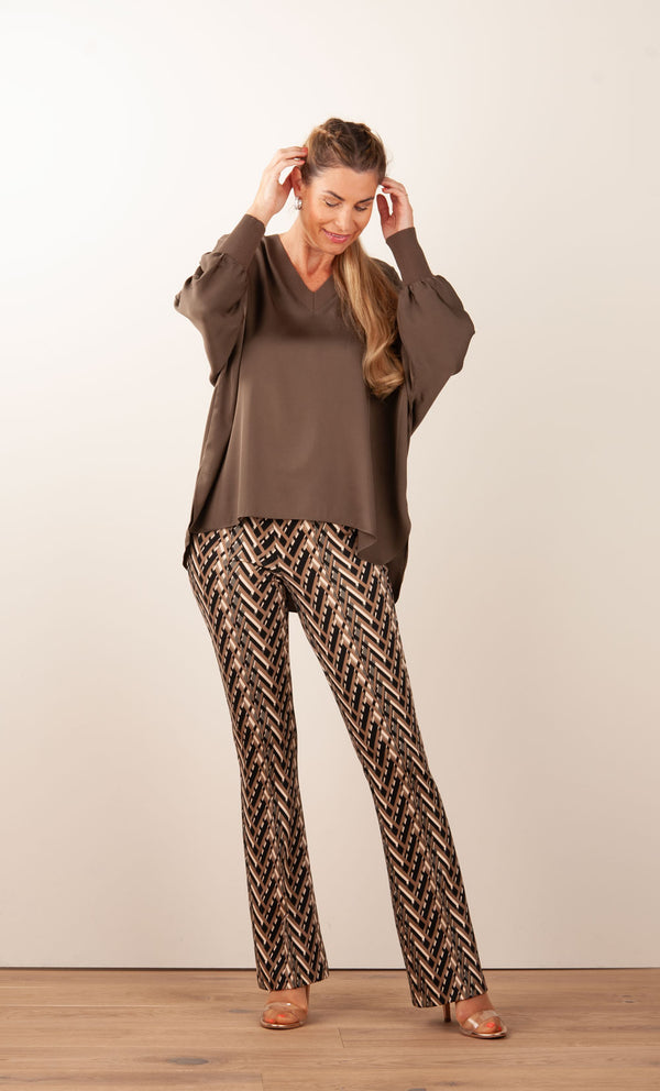 Hose „Flower“ Braun | Schwarz | Beige