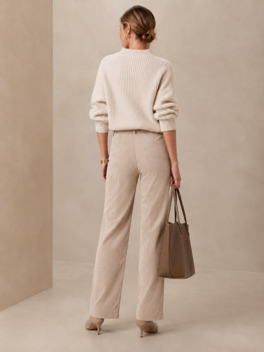Samtige Komfort Cordhose „Amelie“ Hellbeige