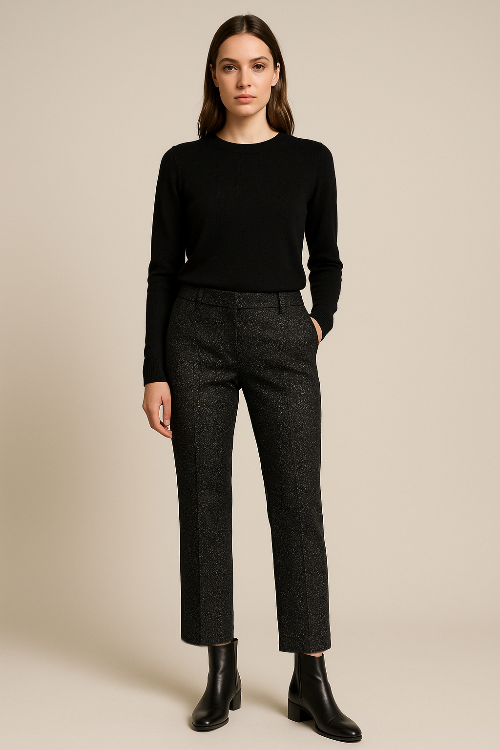 Hose „Francoise Cropped“ Schwarz | Silber