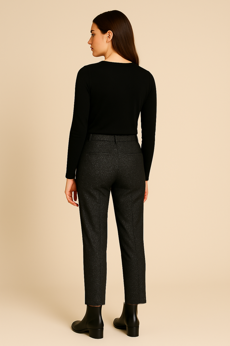 Hose „Francoise Cropped“ Schwarz | Silber