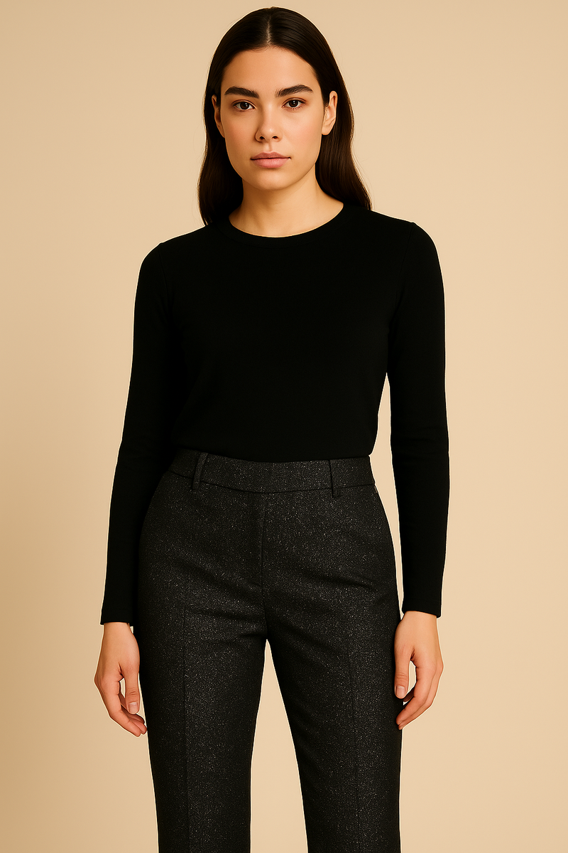Hose „Francoise Cropped“ Schwarz | Silber