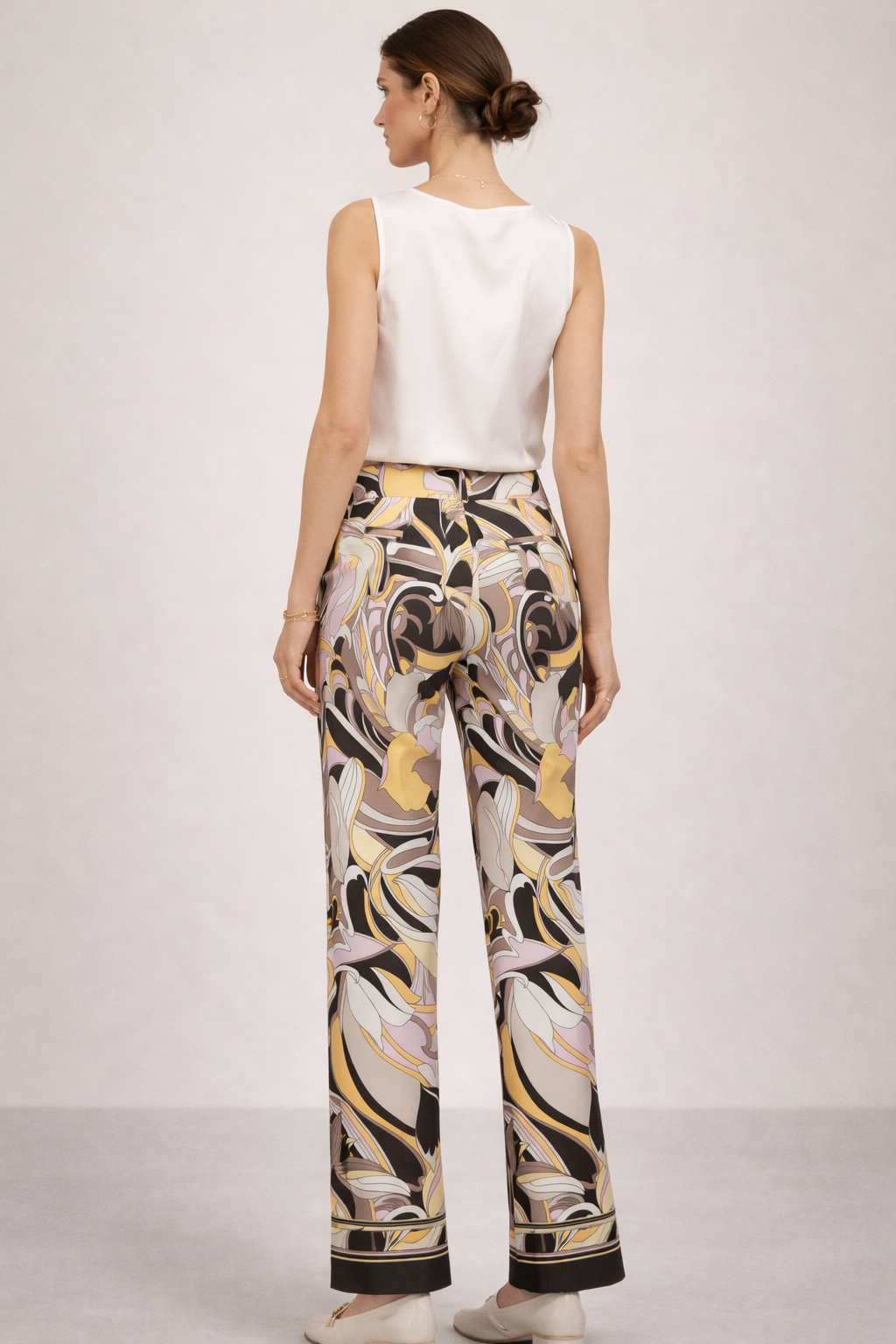 Hose „Francoise Cropped“ Gelb | Rosa | Braun