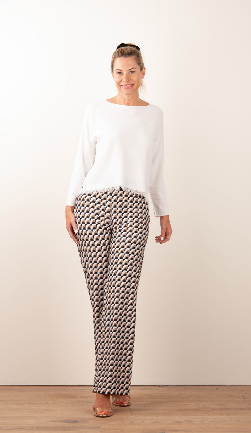 Hose „Allison“ Creme | Braun | Schwarz