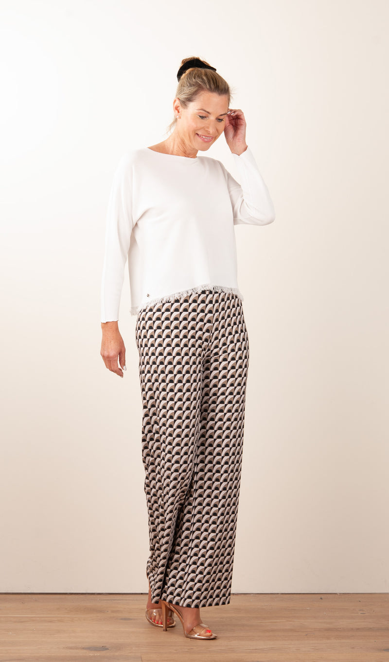 Hose „Allison“ Creme | Braun | Schwarz