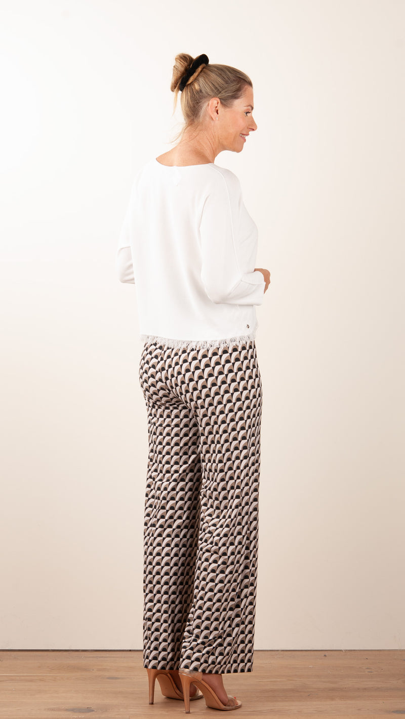 Hose „Allison“ Creme | Braun | Schwarz
