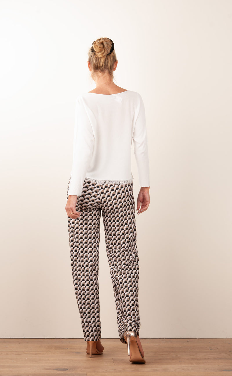 Hose „Allison“ Creme | Braun | Schwarz