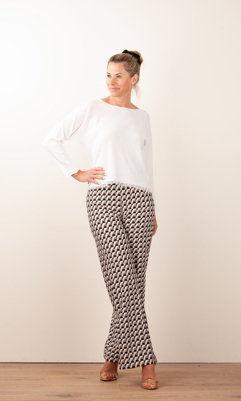 Hose „Allison“ Creme | Braun | Schwarz