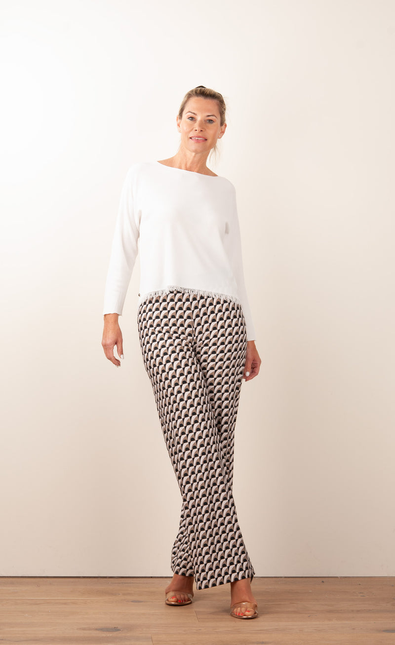 Hose „Allison“ Creme | Braun | Schwarz