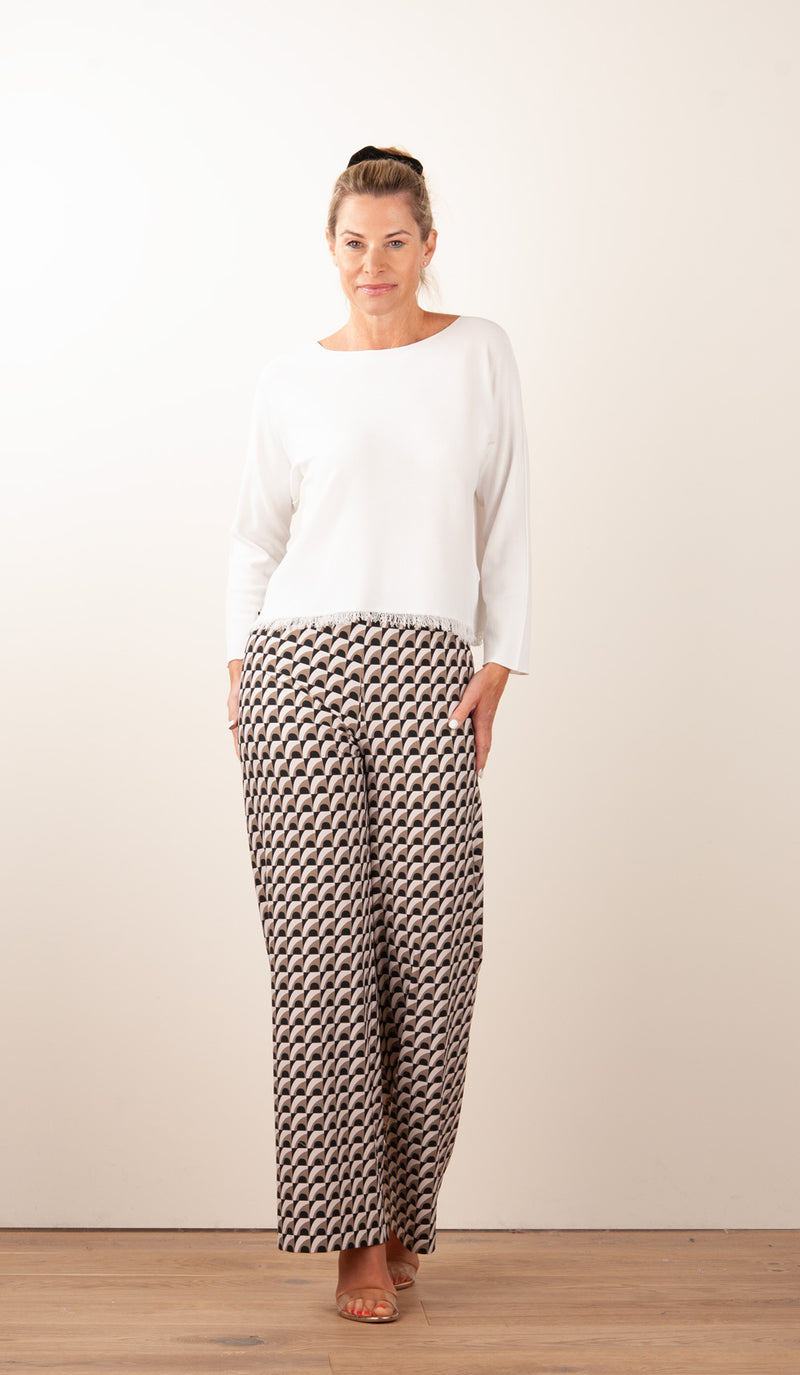 Hose „Allison“ Creme | Braun | Schwarz