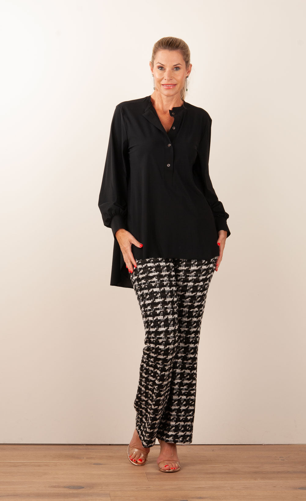 Boucle Hose „Francis“ Schwarz | Weiß