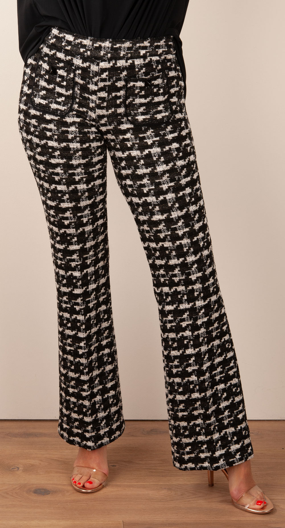 Boucle Hose „Francis“ Schwarz | Weiß