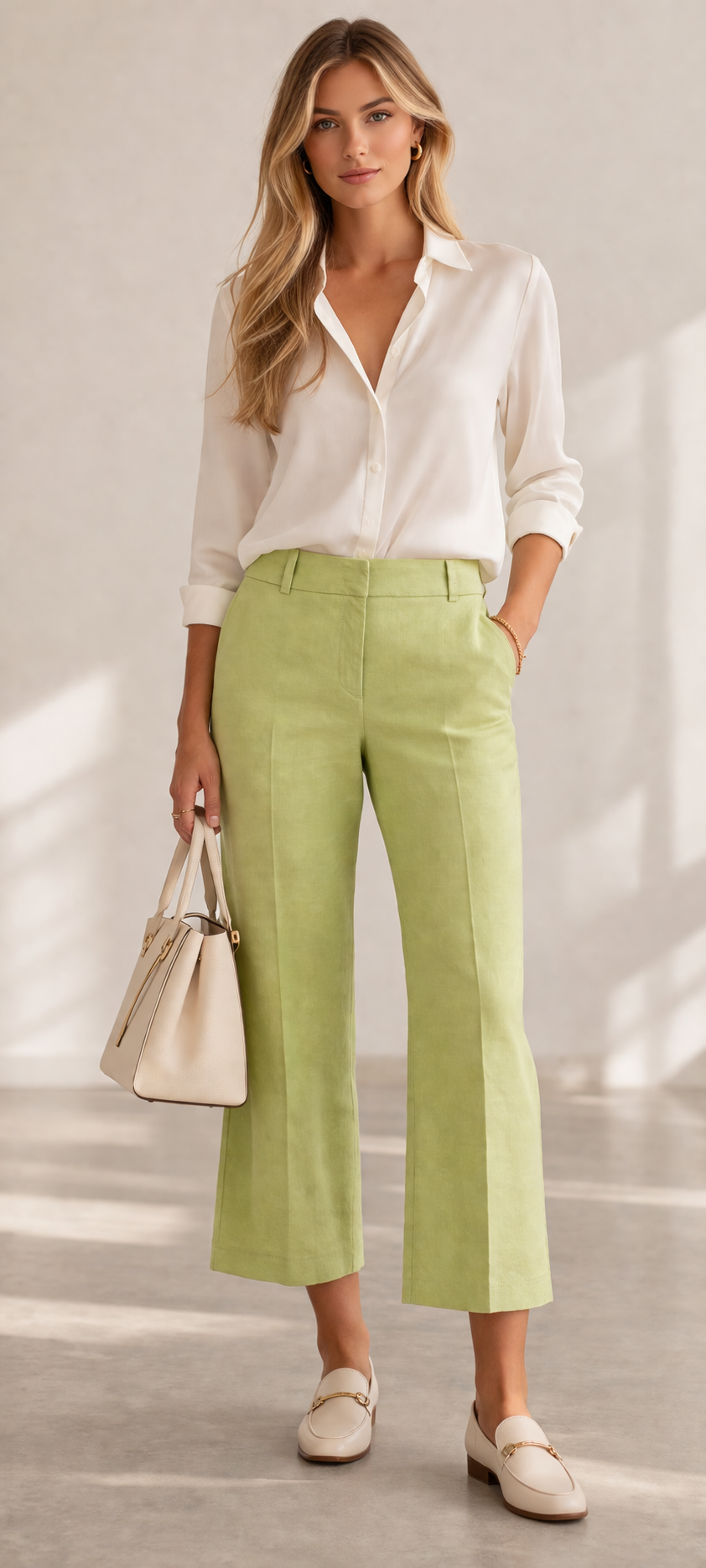 Leinenhose „California“ Lime / Hellgrün