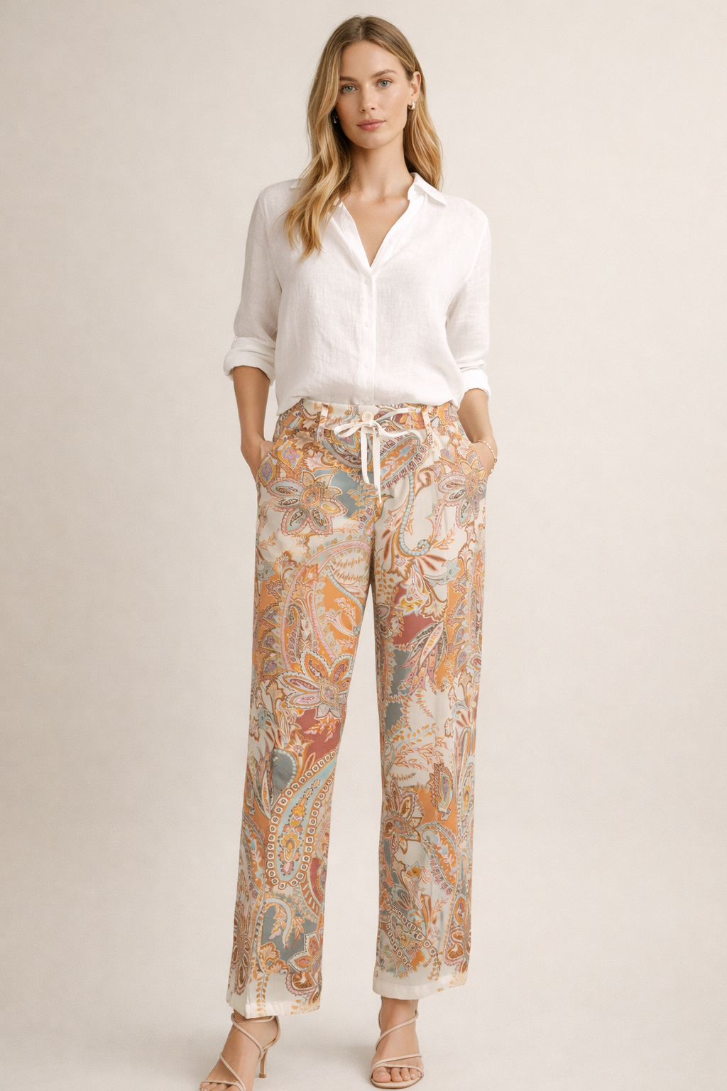 Paisley-Hose „Adrienne“ Terracotta | Türkis | Erdtönen