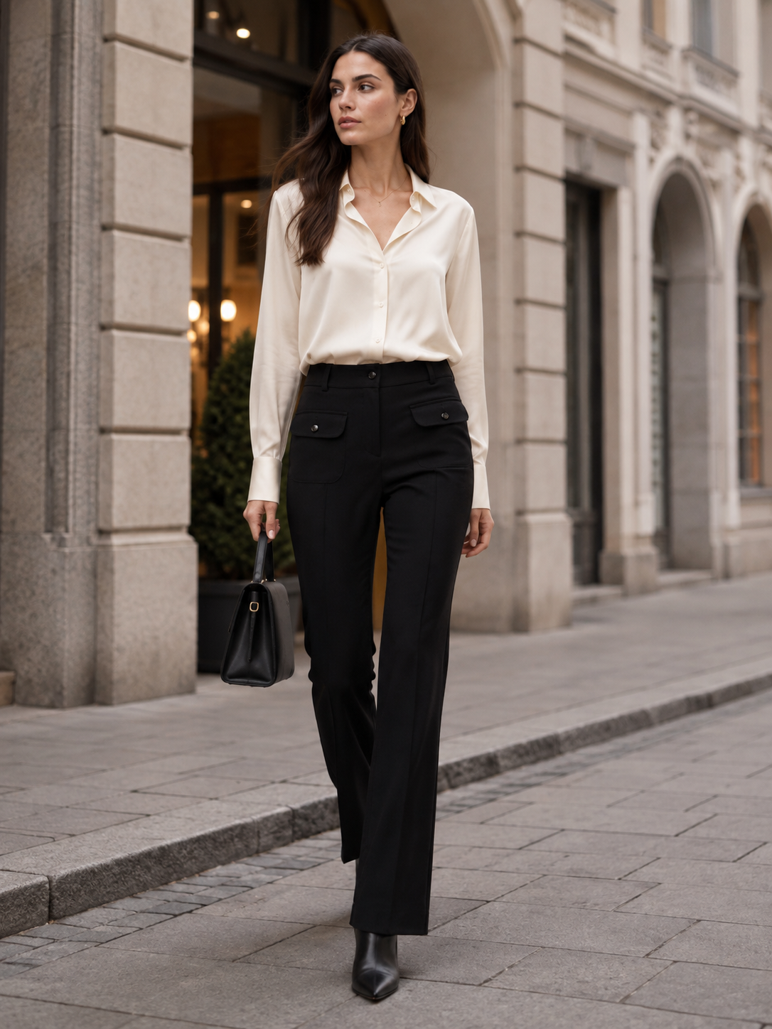 Stoffhose „Farah Pocket Long“ Schwarz