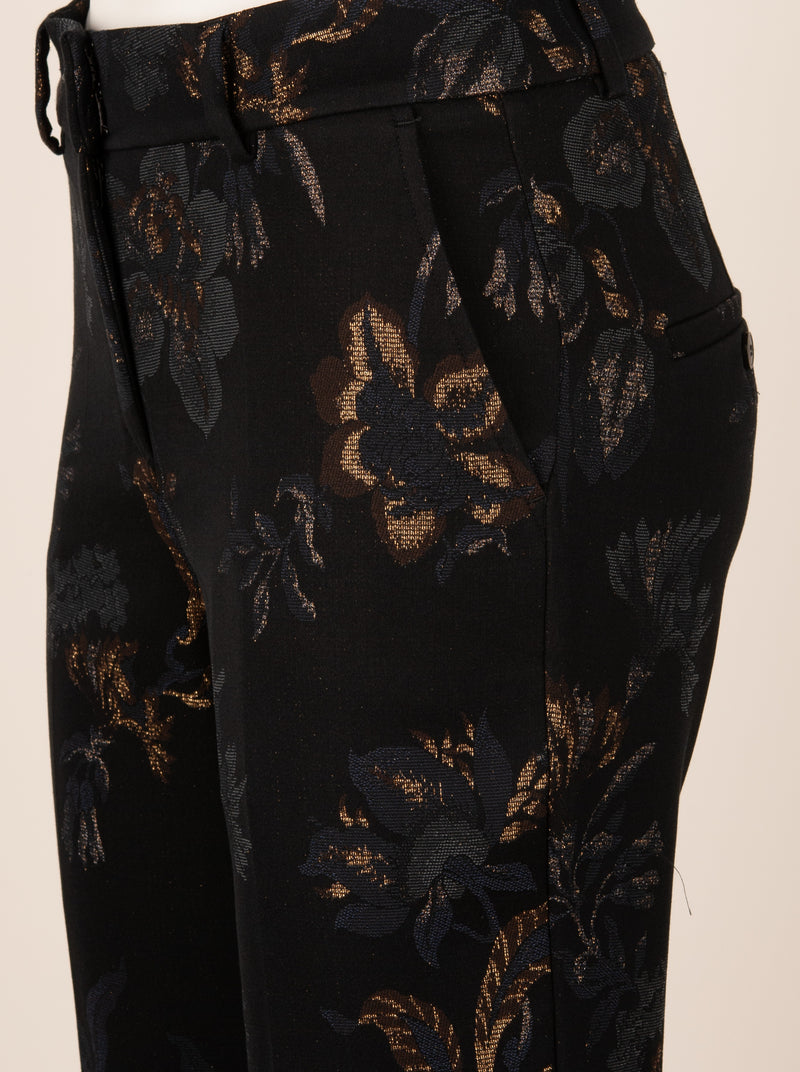 Hose „France Lurex Blumen“ Schwarz | Multicolor