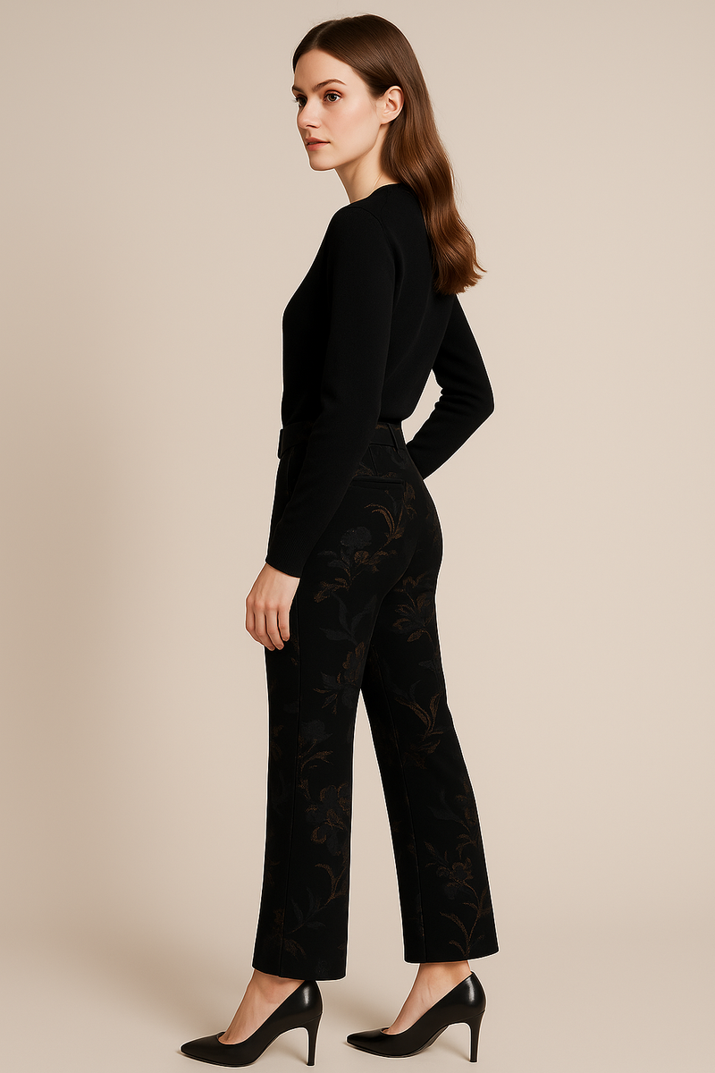 Hose „France Lurex Blumen“ Schwarz | Multicolor
