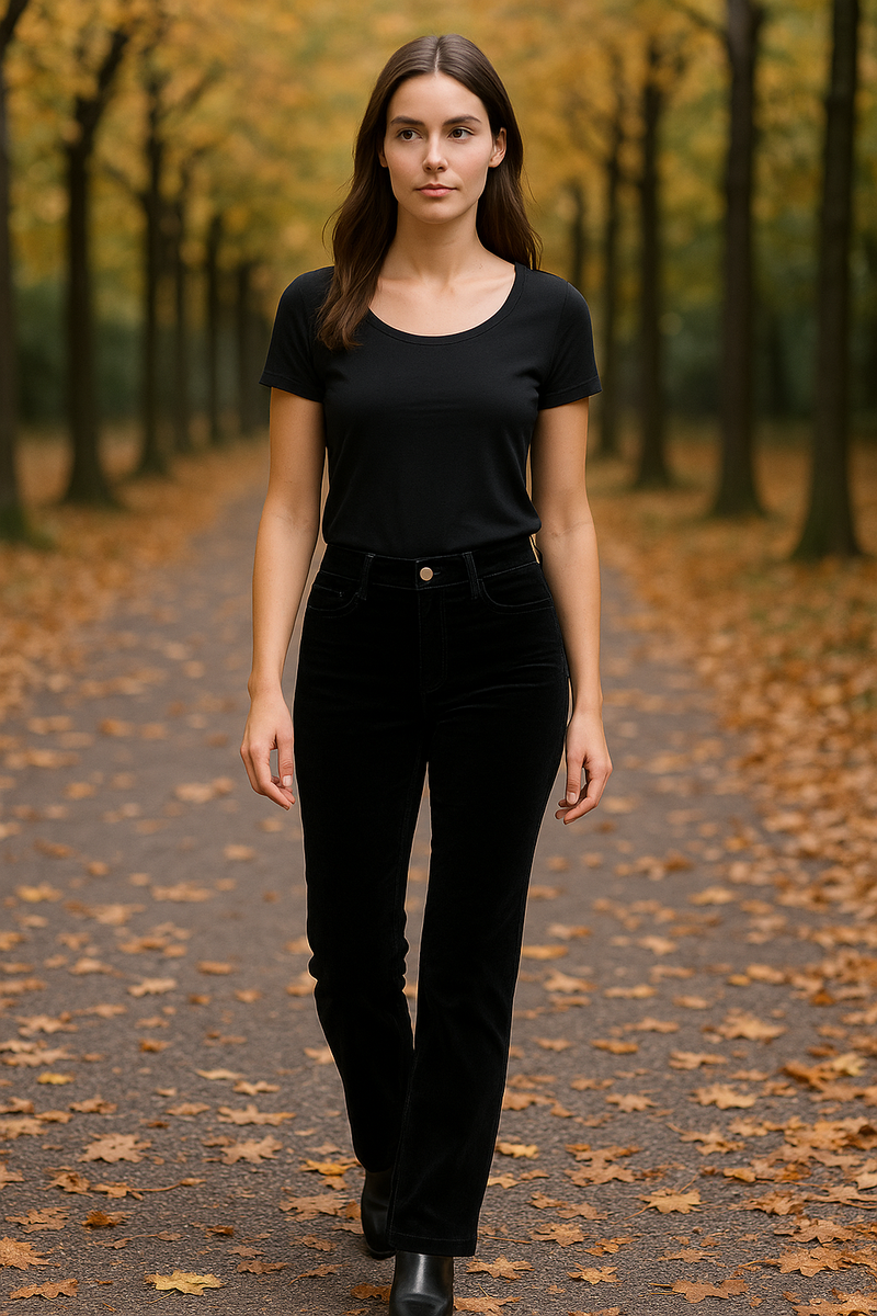 Samt Hose „Tess“ Schwarz
