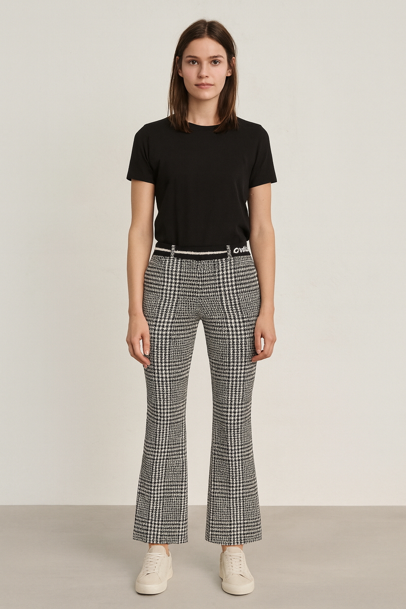 Hose „Francoise Cropped“ Schwarz | Weiß