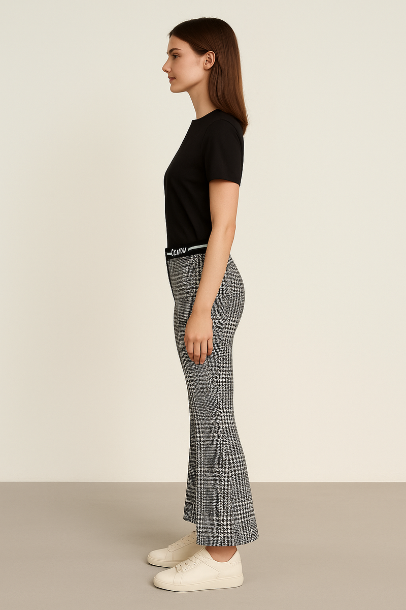 Hose „Francoise Cropped“ Schwarz | Weiß