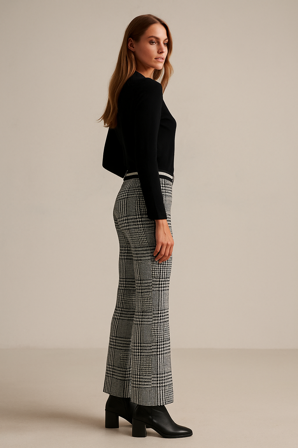 Hose „Francoise Cropped“ Schwarz | Weiß