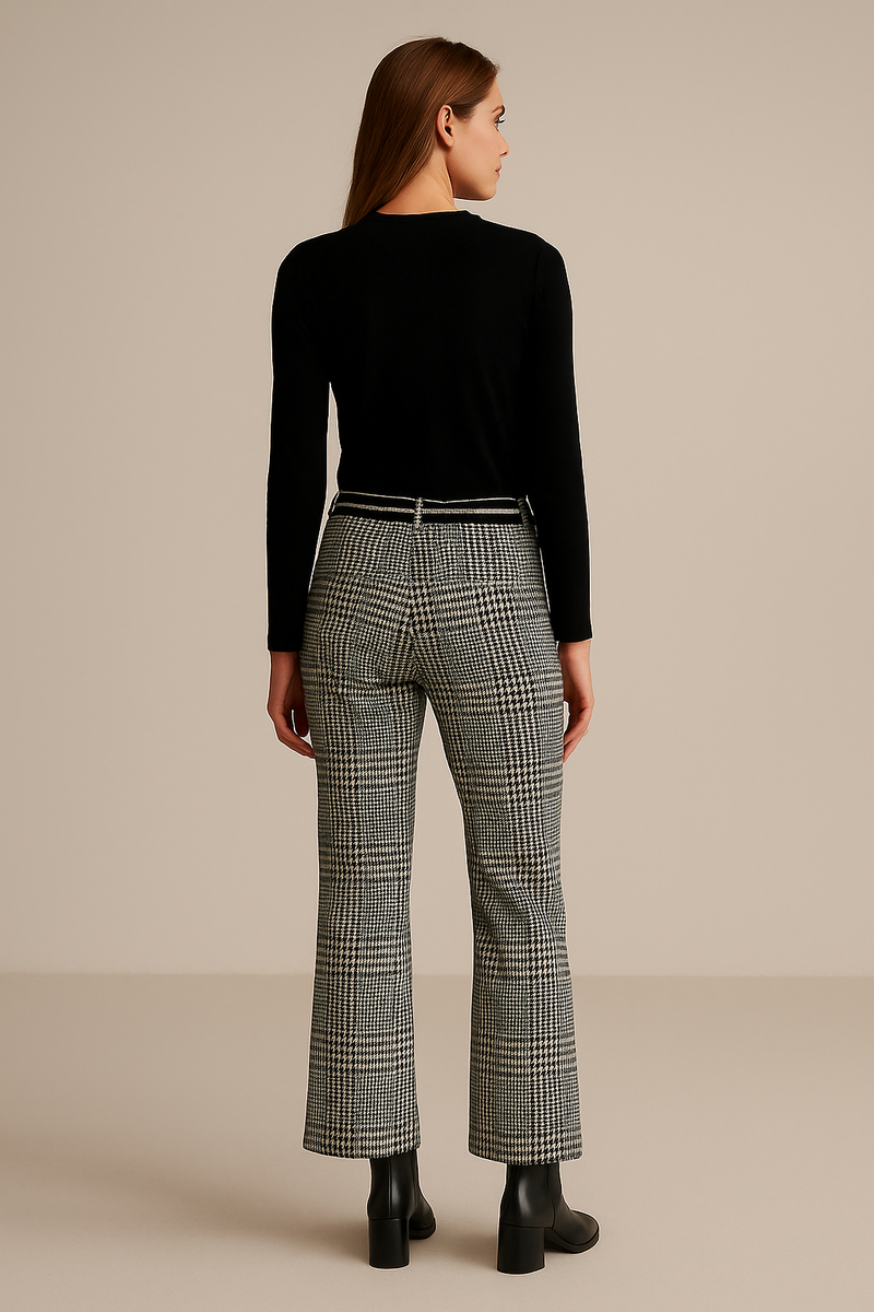 Hose „Francoise Cropped“ Schwarz | Weiß