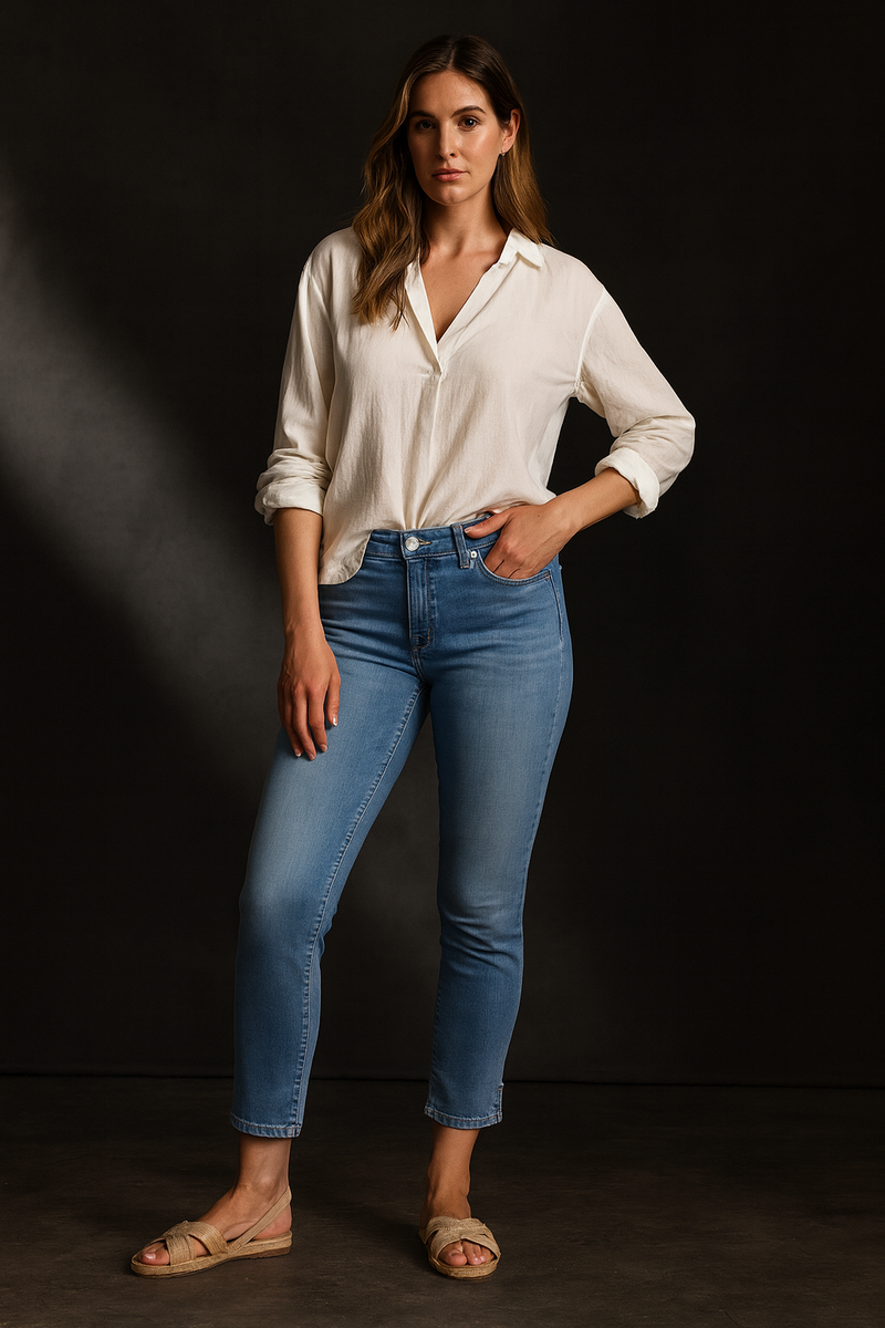 7/8 Jeans „Piper Short“ Blau