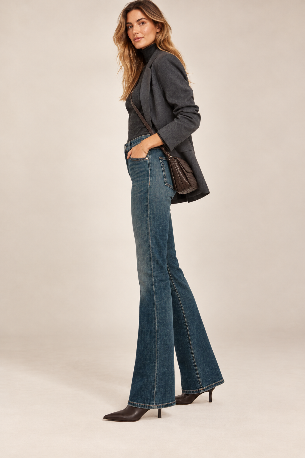 CAMBIO / LÄSSIGER CHIC | DIE JEANS „PARIS FLARED WASHED“ BLAU / SEITENANSICHT