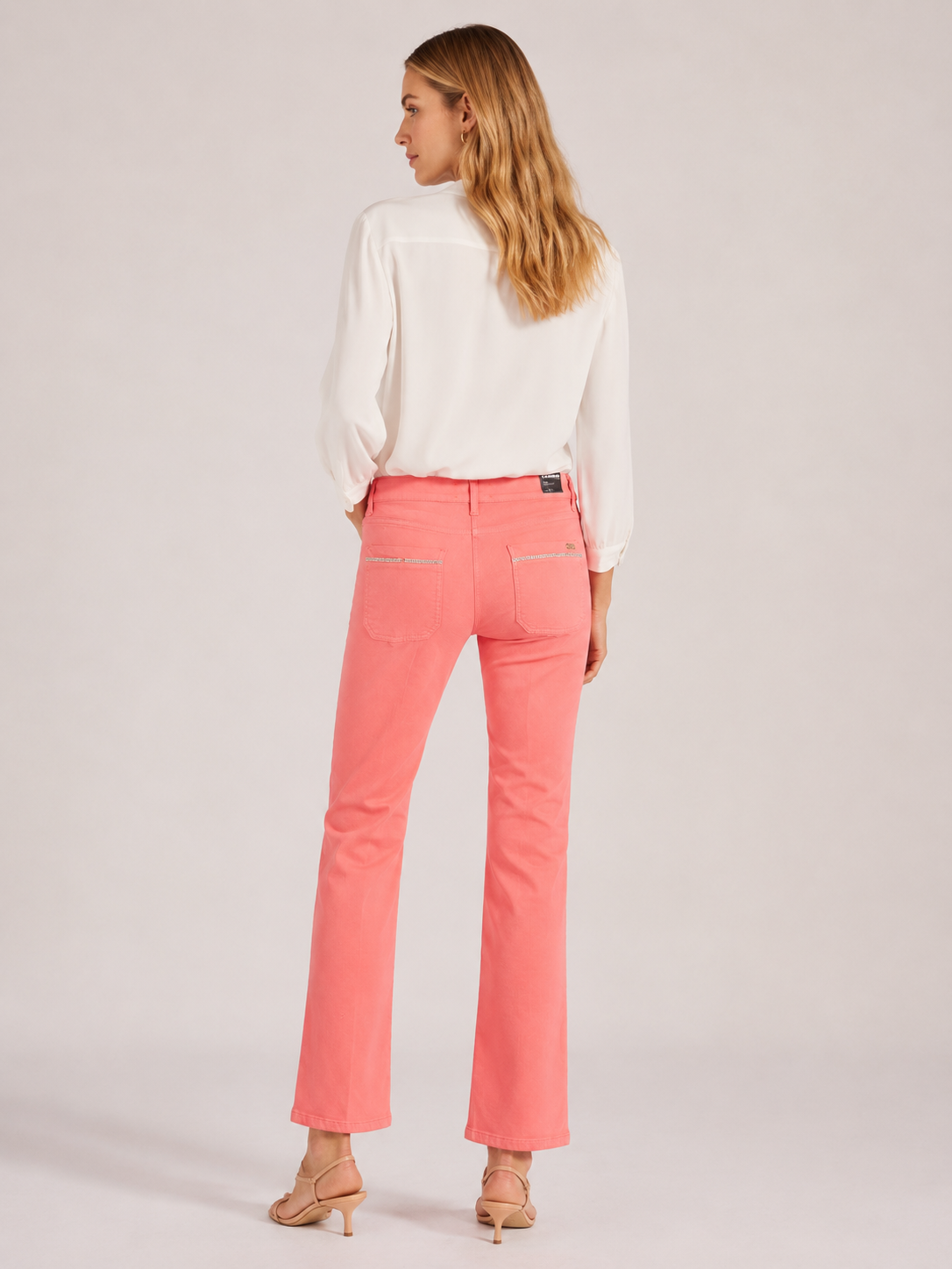 Jeans „Tess Pocket Cropped Strass“ Koralle / Vibrant Pink
