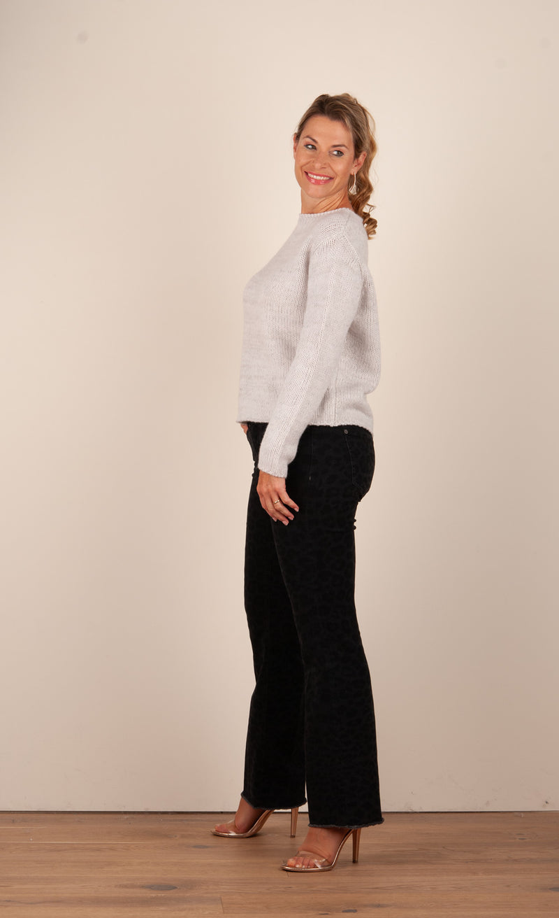 Jeans „Paris Flared Leo“ Schwarz | Anthrazit