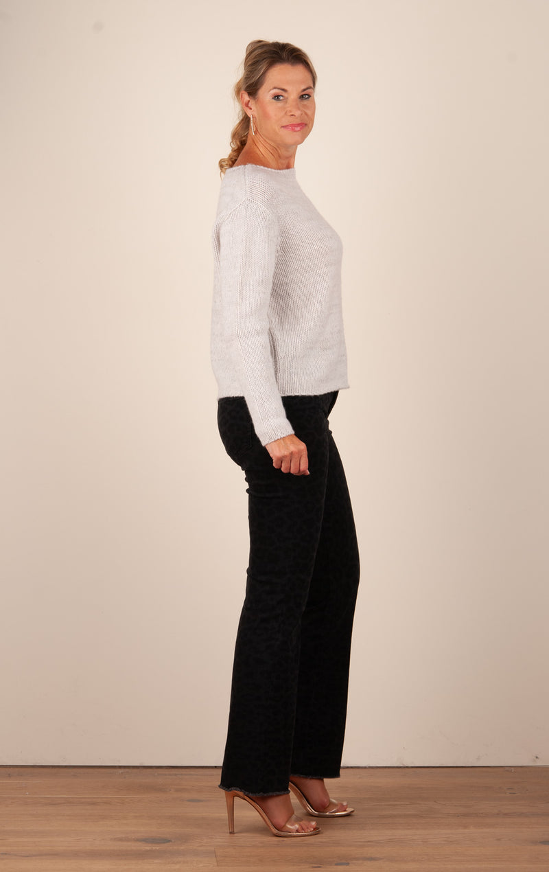 Jeans „Paris Flared Leo“ Schwarz | Anthrazit