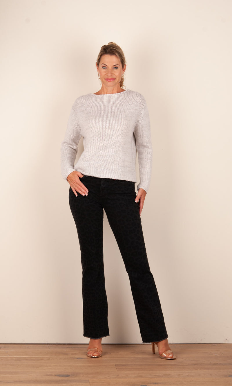 Jeans „Paris Flared Leo“ Schwarz | Anthrazit