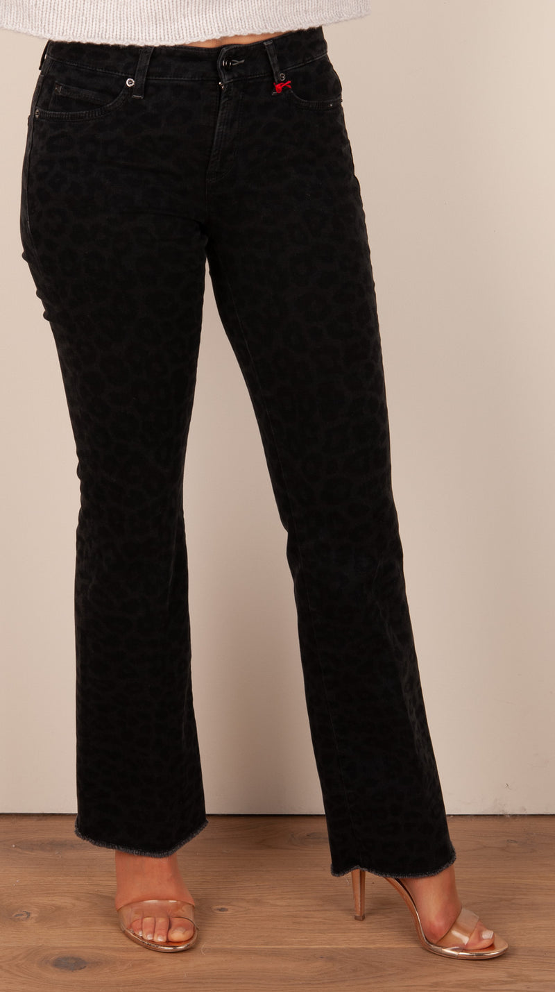 Jeans „Paris Flared Leo“ Schwarz | Anthrazit