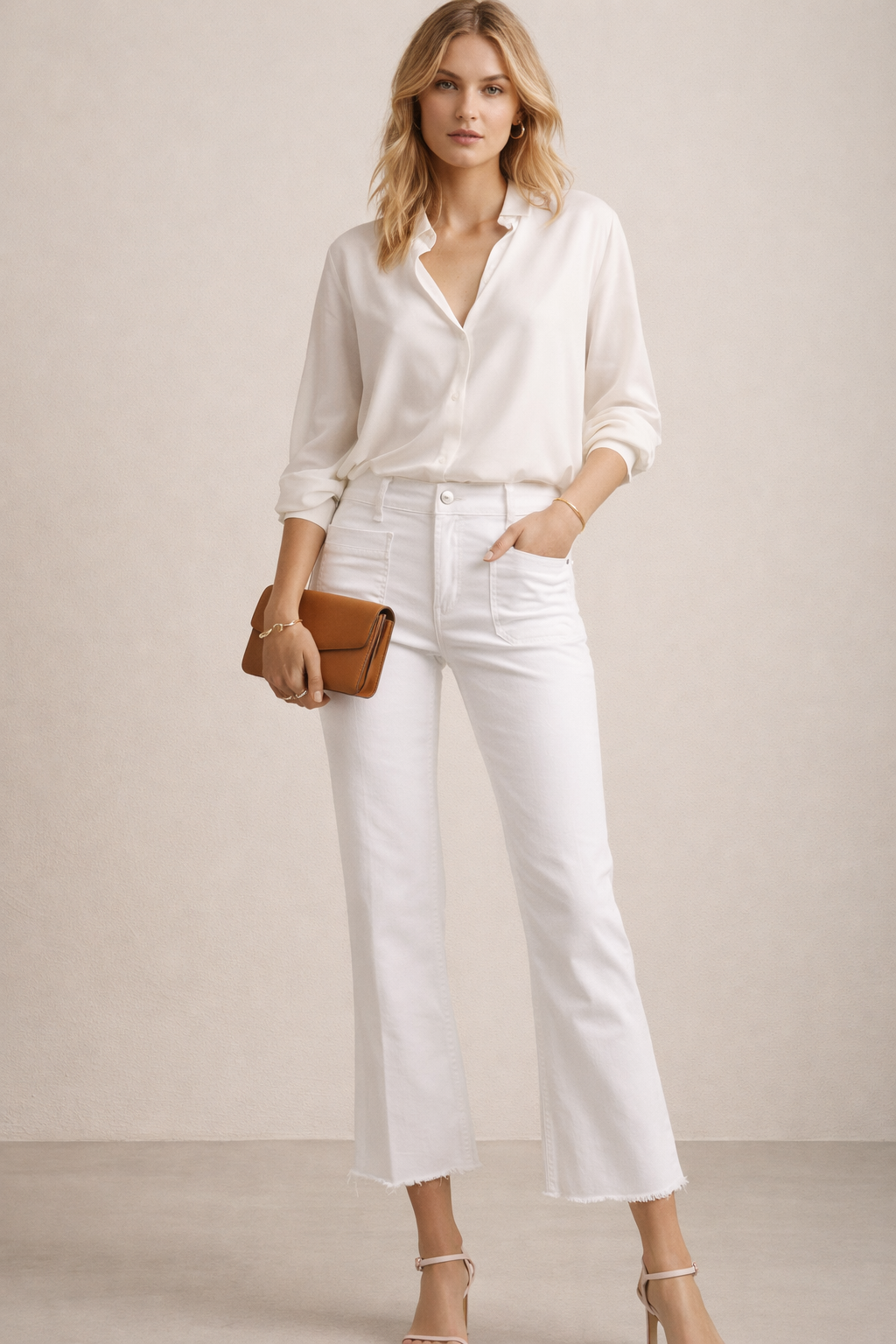 Jeans „Tess Pocket Cropped“ Weiß