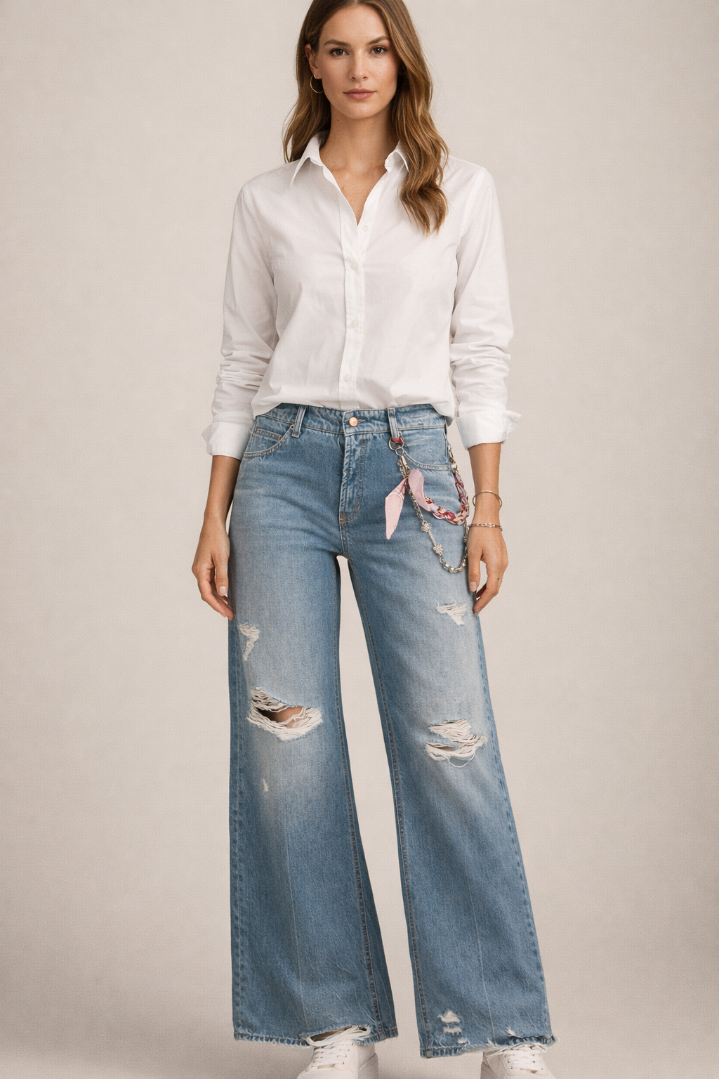 Jeans „Palazzo Cropped“ Blau