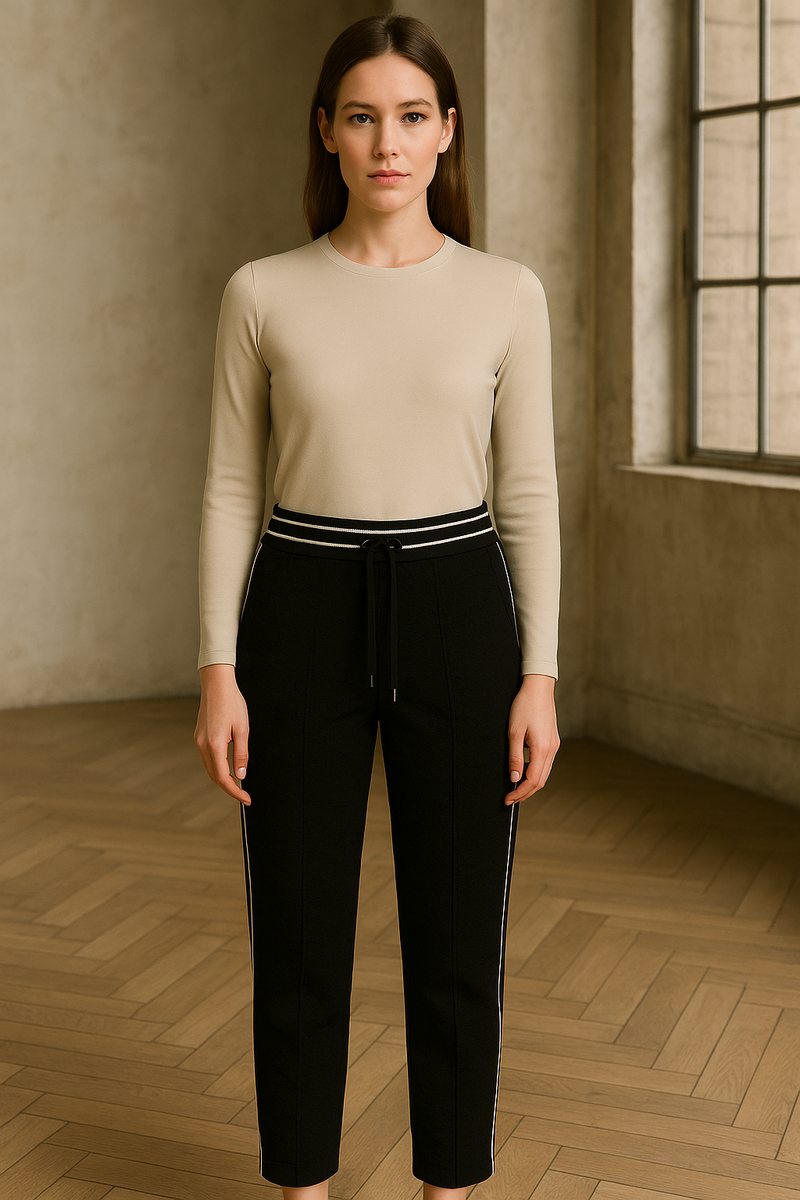 Jogpants Hose „Ava Double Jogg“ Schwarz | Weiß