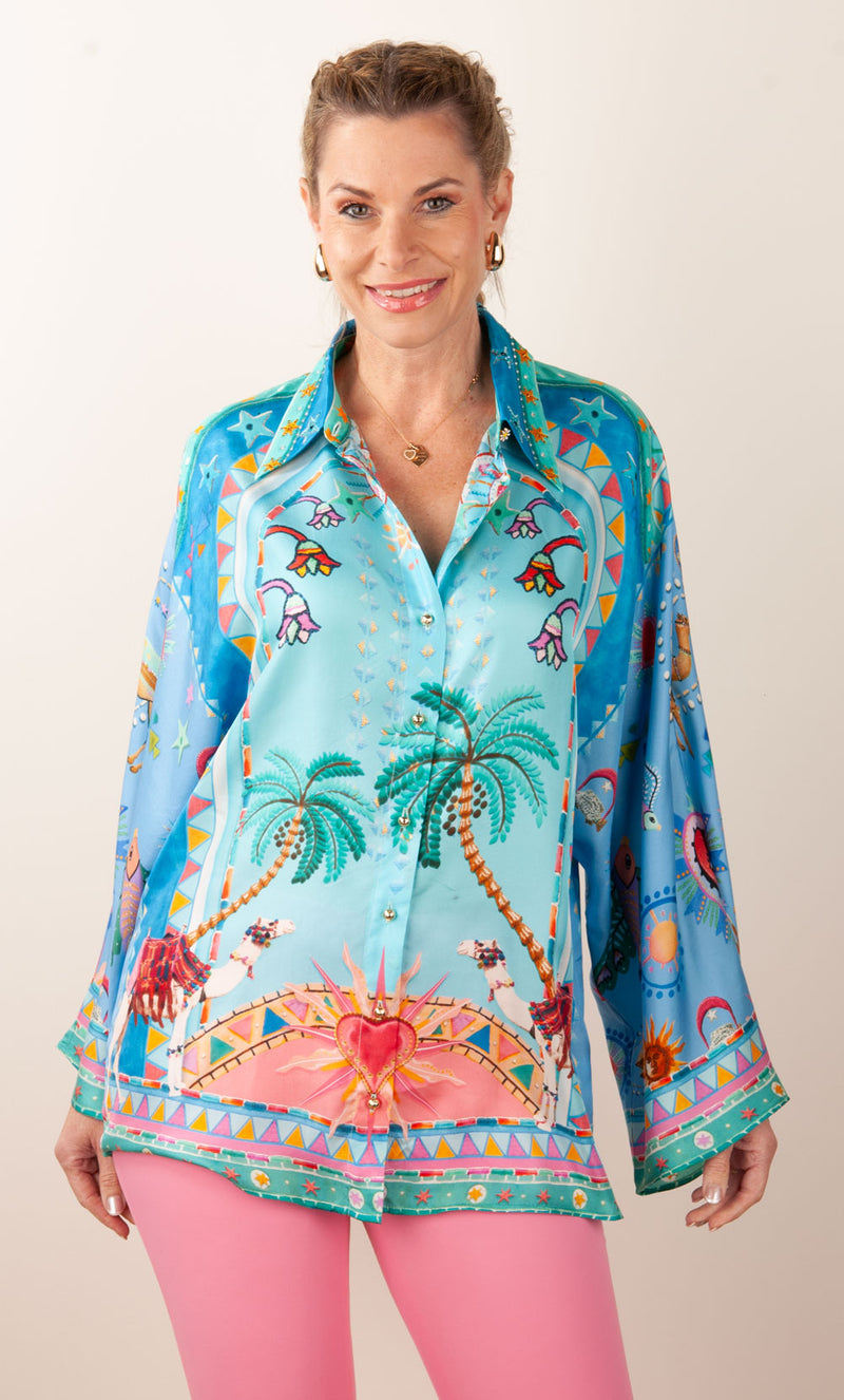 Bluse Türkis | Multicolor