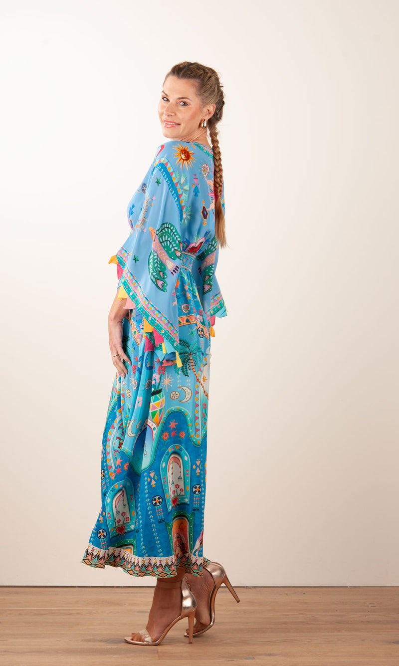 Langes Kleid Türkis | Multicolor