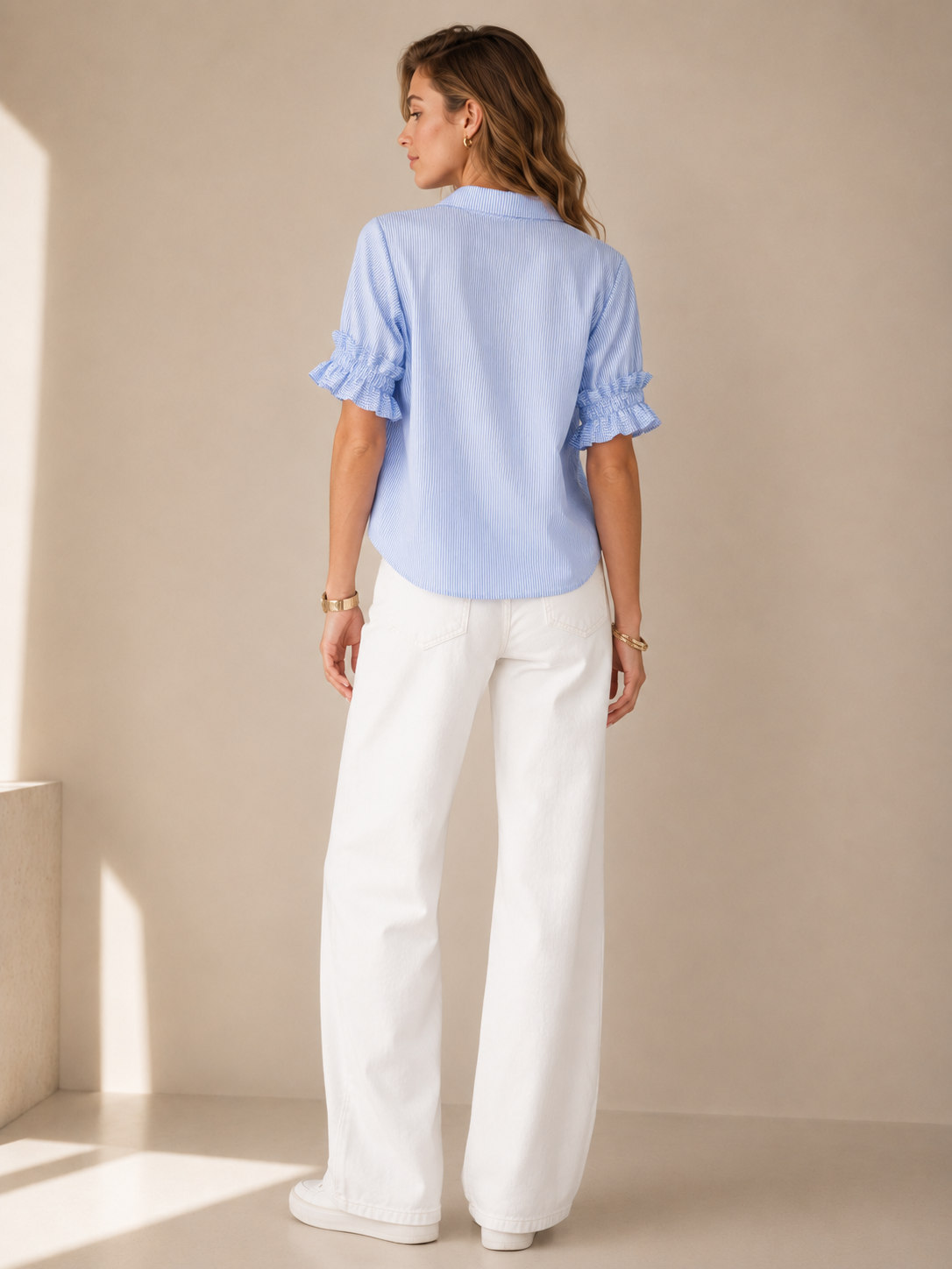 Statement-Blusenshirt „Streifen“ Blau | Weiß