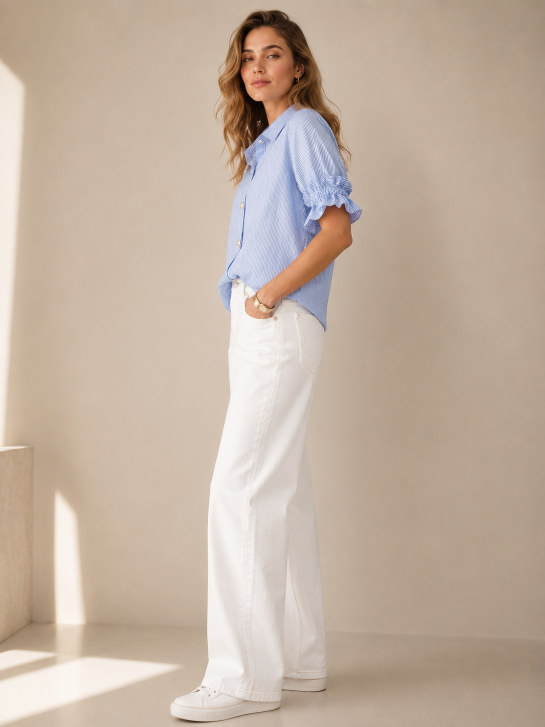 Statement-Blusenshirt „Streifen“ Blau | Weiß