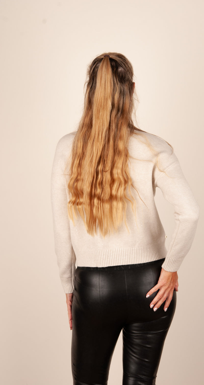 Pullover „Pailletten“ Hellbeige