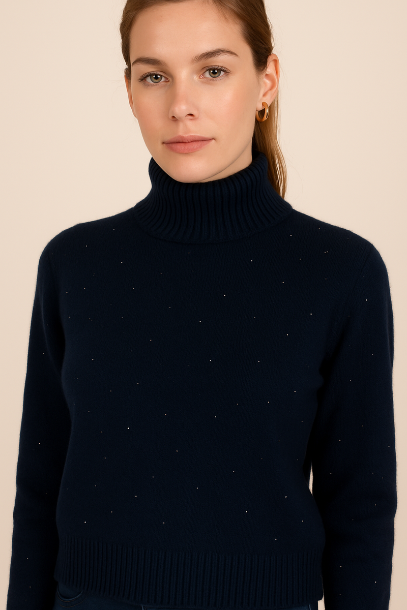 Pullover „Pailletten“ Dunkelblau